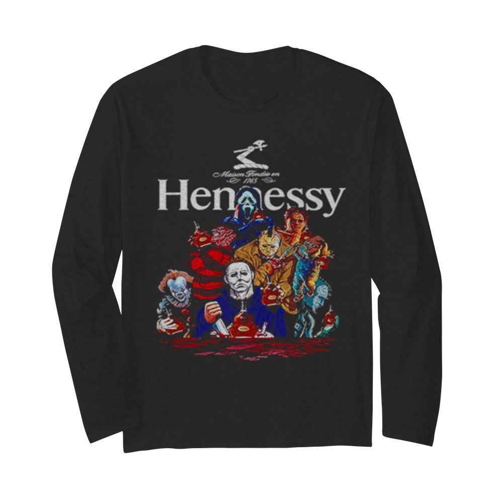 Horror Characters Hennessy Party Happy Halloween  Long Sleeved T-shirt 