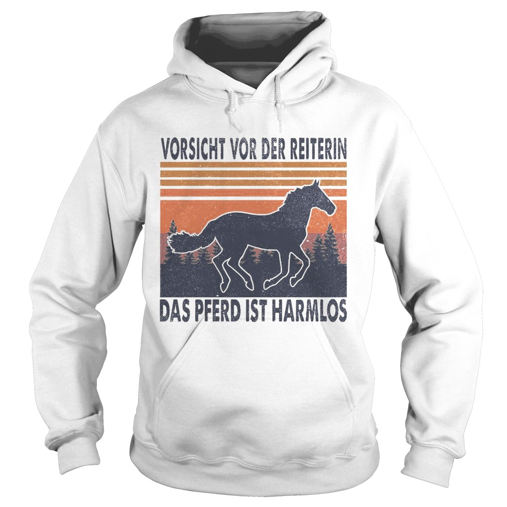 Horse Vorsicht Vor Der Reiterin Das Pferd Ist Harmlos Vintage Retro  Hoodie