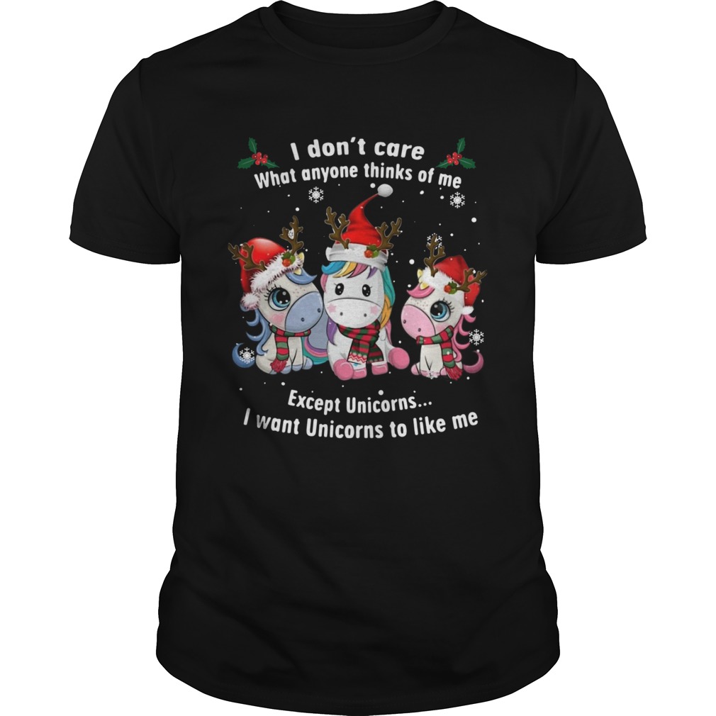 I Dont Care What Anyone Thinks Of Me Except Unicorns Merry Christmas shirt