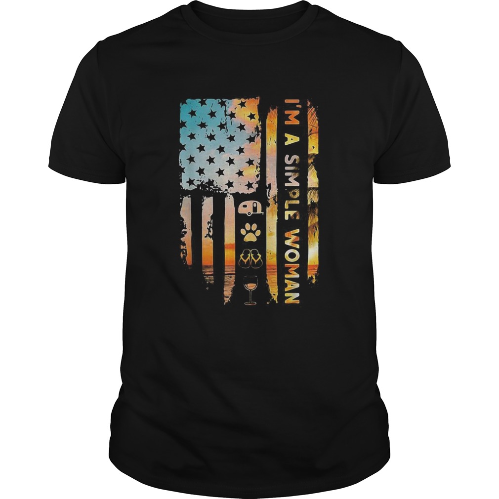 Im A Simple Camping Dog Flip Flop Wine Flag shirt