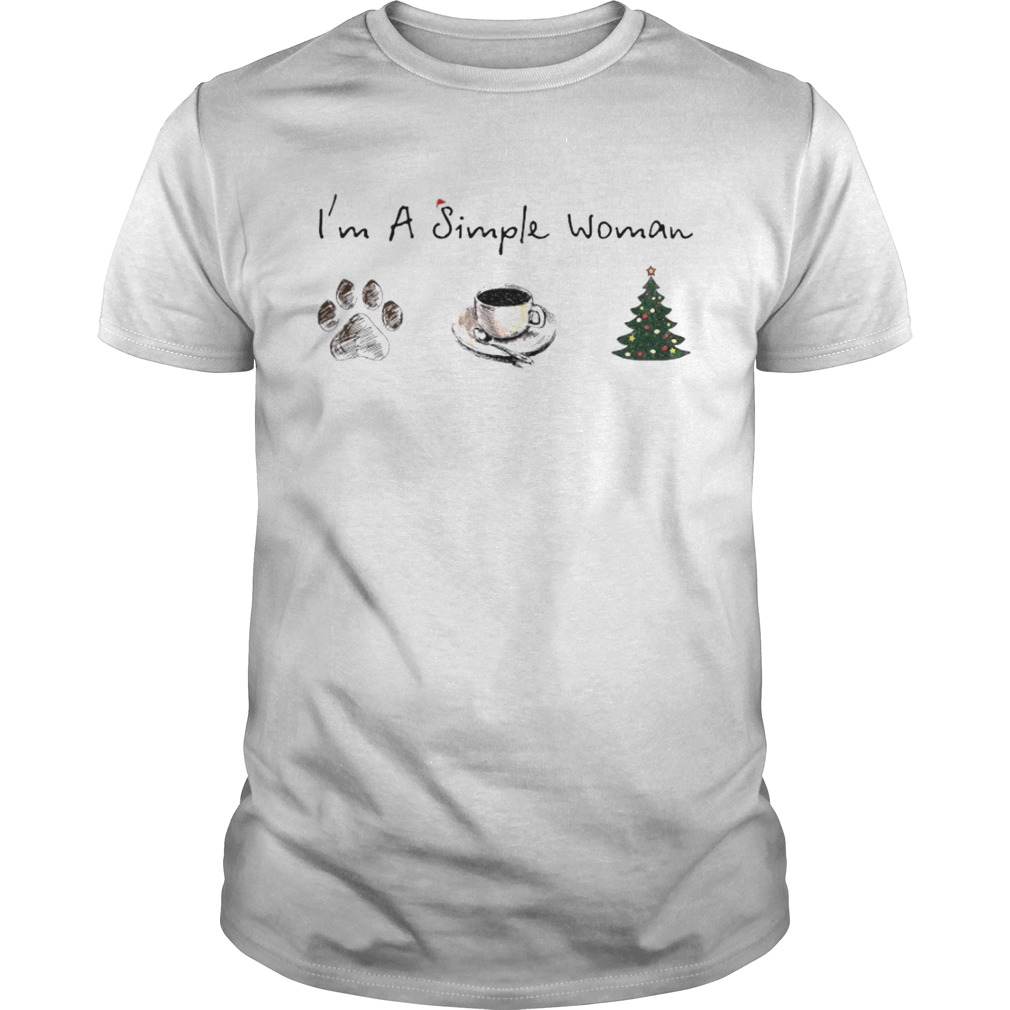 Im A Simple Woman Dog Paw Coffee And Tree Christmas ShirtCopy