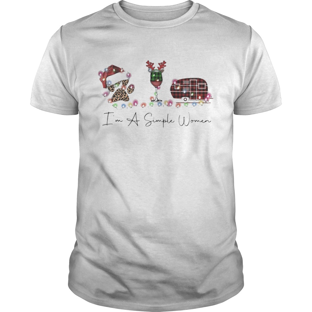 Im A Simple Women I Love Dog Paw Wine And Camping Christmas shirt