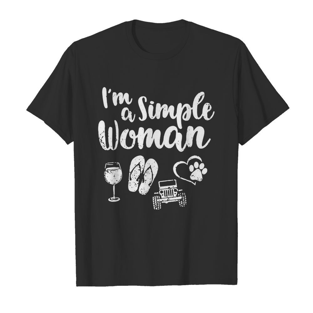 I’m A Simple Love Wine Flip Flop Jeeps Dog shirt