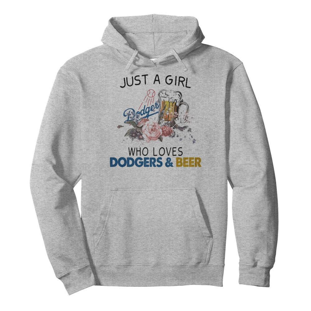 Just a girl who loves dodgers and beer flowers  Unisex Hoodie