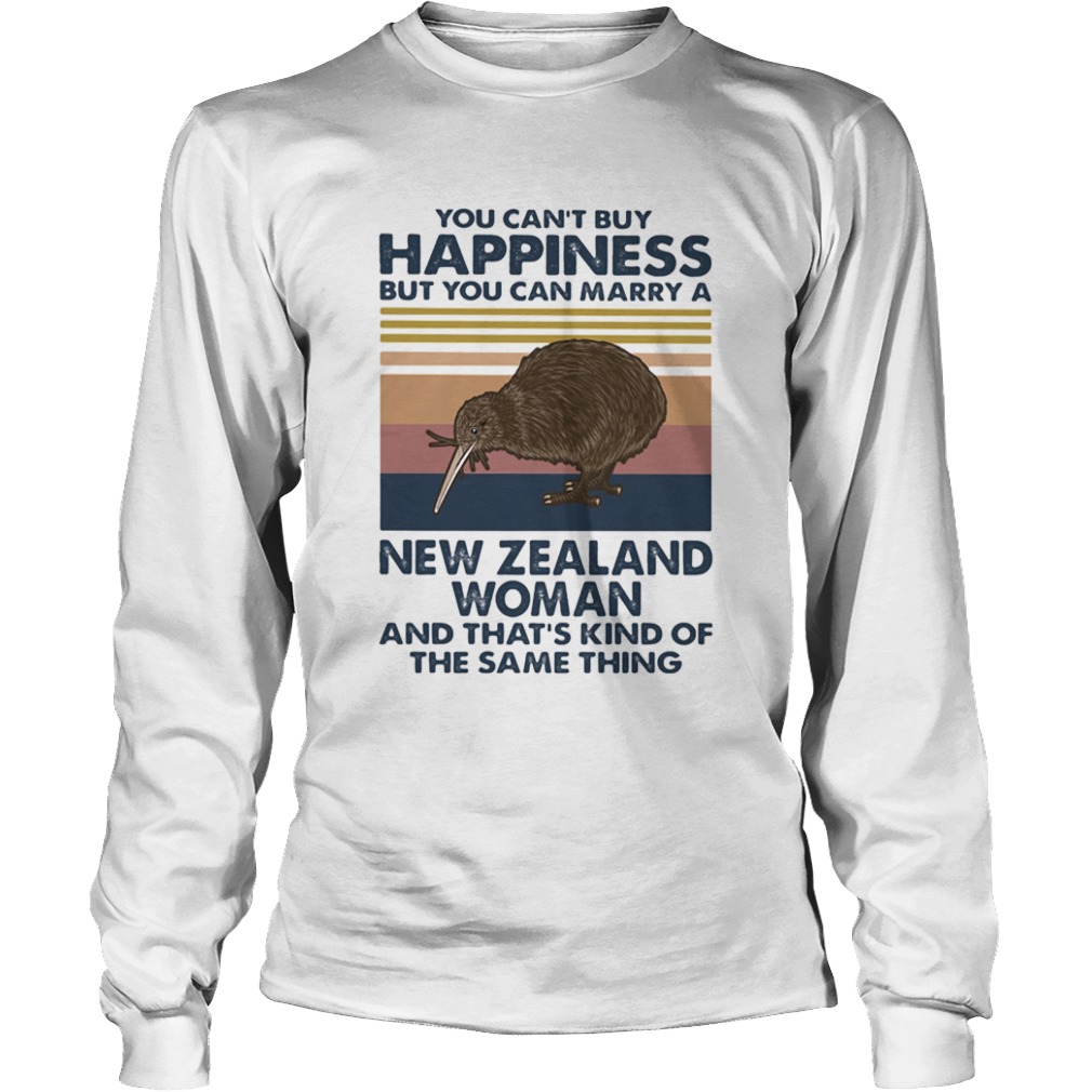 Kiwi Bird You Cant Buy Happiness But You Can Marry A New Zealand Woman Vintage Retro  Long Sleeve