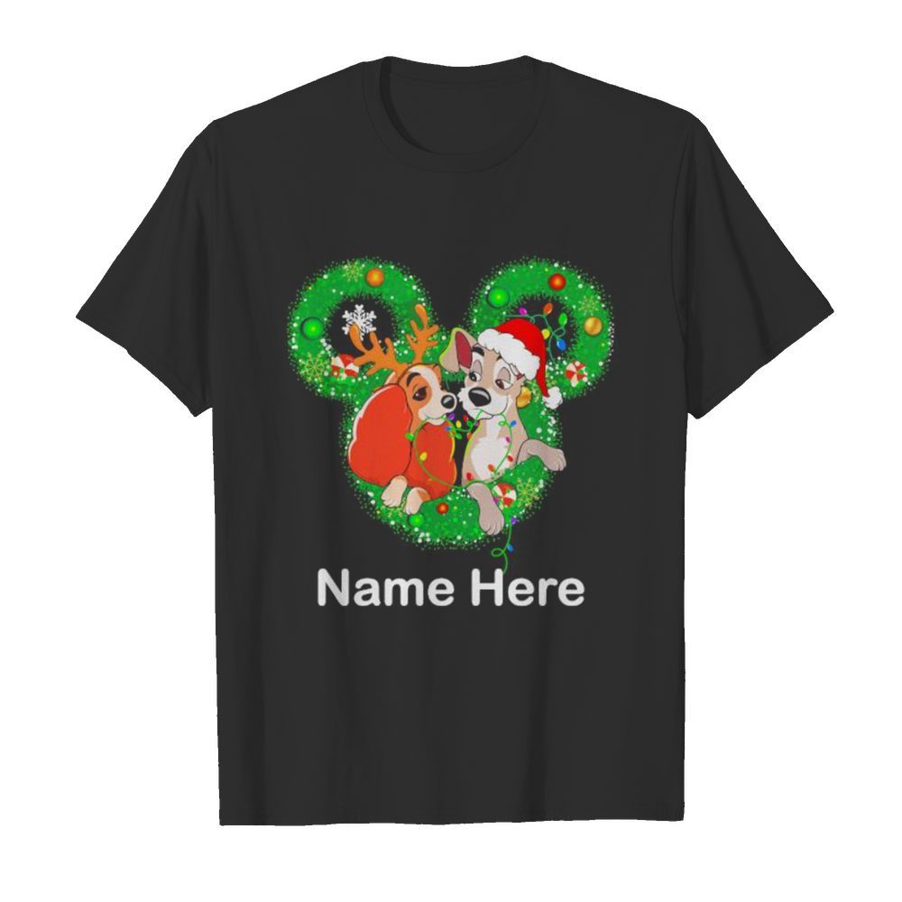 Lady and the tramp mickey mouse name here christmas shirt