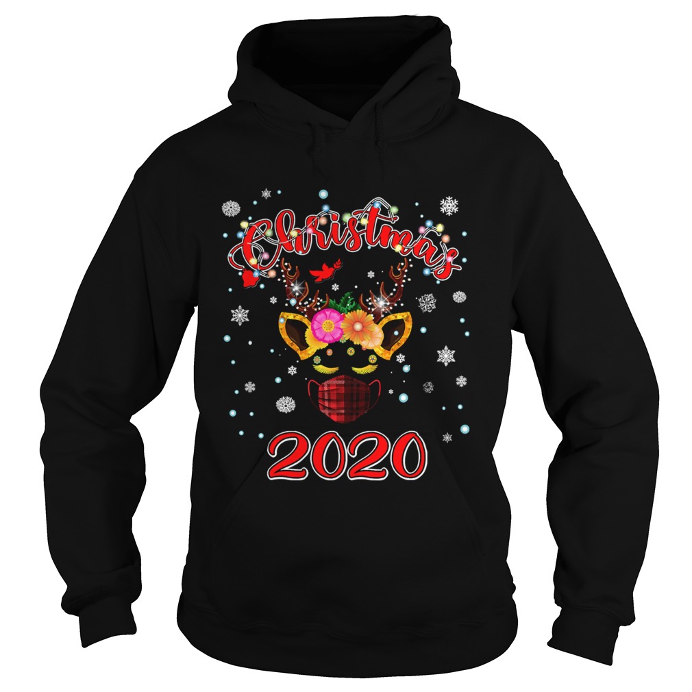 Lockdown christmas 2020 unicorn reindeer red plaid face mask  Hoodie