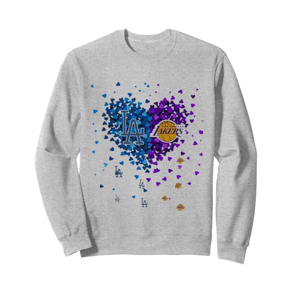 Los Angeles Dodgers And Los Angeles Lakers Heart  Unisex Sweatshirt