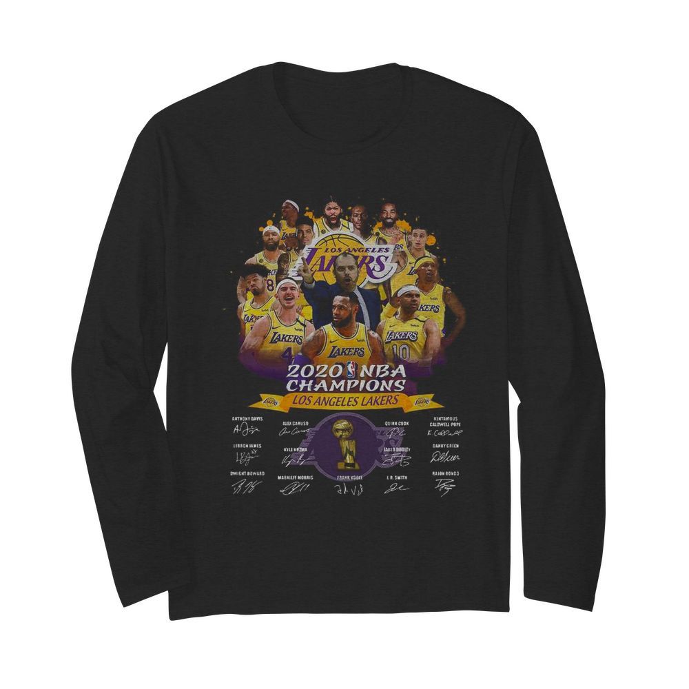 Los Angeles Lakers 2020 NBA Champions Team Los Angeles Lakers Signature  Long Sleeved T-shirt 