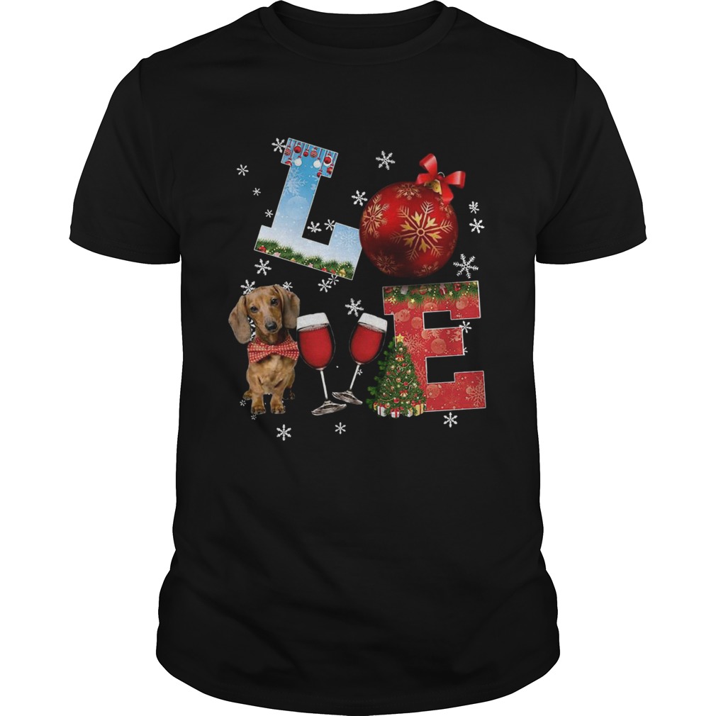 Love Dachshund Wine Ball Merry Christmas shirt