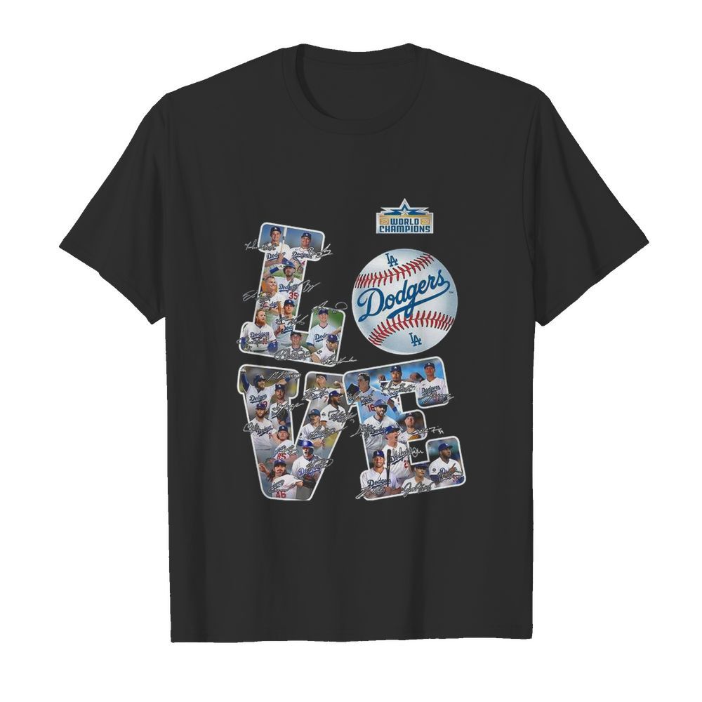 Love Los Angeles Dodgers 2020 World Champions Signatures  Classic Men's T-shirt