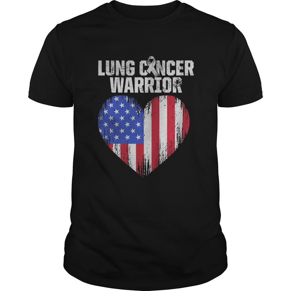 Lung Cancer Warrior Heart American Flag shirt