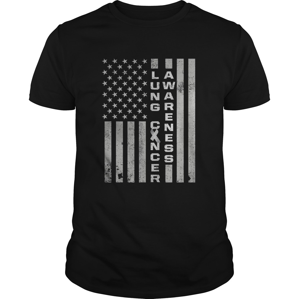 Lung cancer survivor usa flags carcinoma warrior shirt