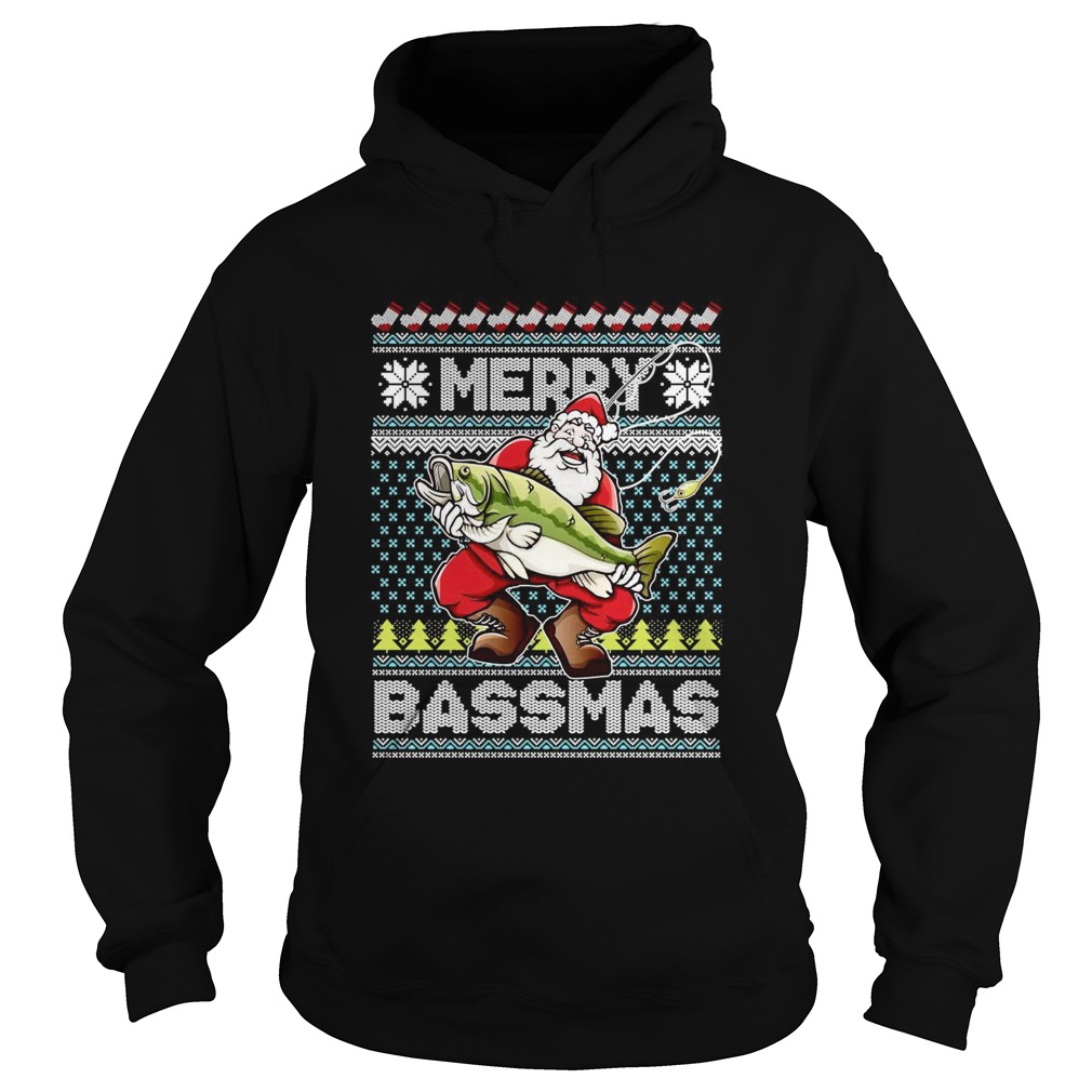 Merry Bassmas Fish Santa Ugly Christmas  Hoodie