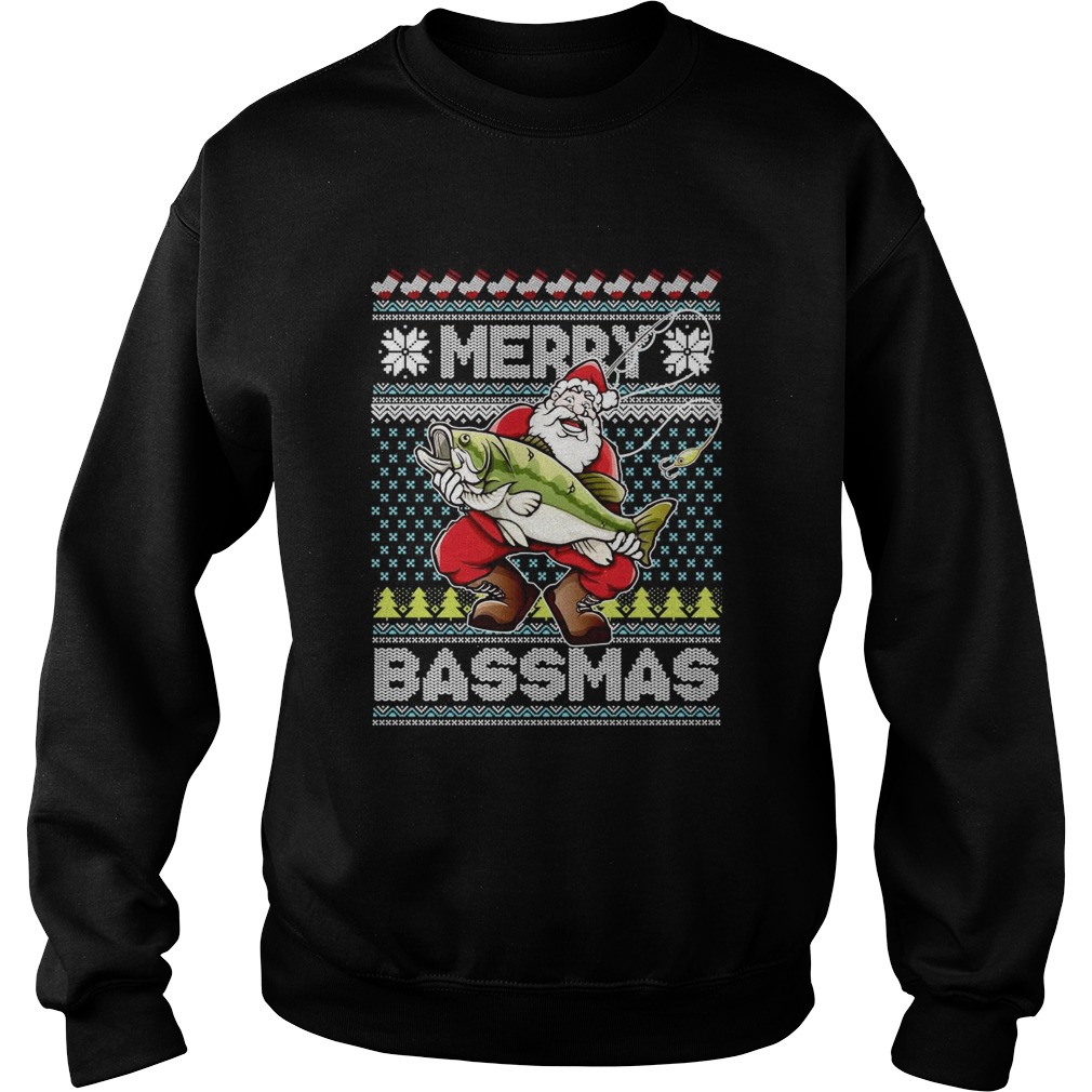 Merry Bassmas Fish Santa Ugly Christmas  Sweatshirt