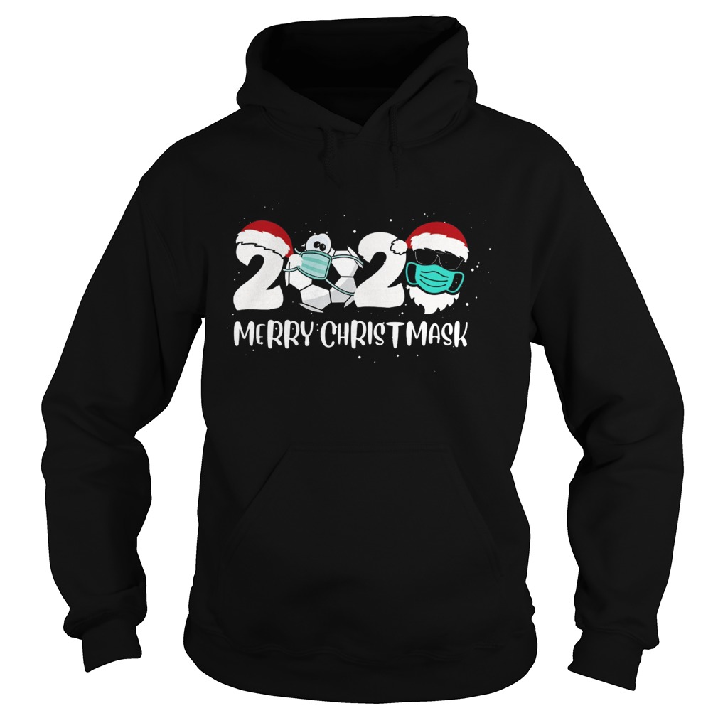 Merry Christ Mask 2020 Santa Soccer Sport Quarantine Christmas  Hoodie