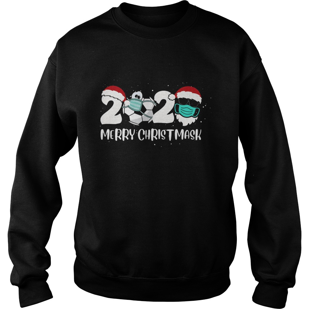 Merry Christ Mask 2020 Santa Soccer Sport Quarantine Christmas  Sweatshirt