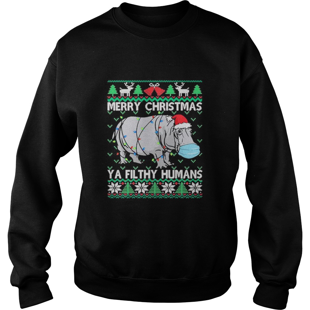 Merry Christmas Sloth Santa Face Mask Ugly Christmas  Sweatshirt