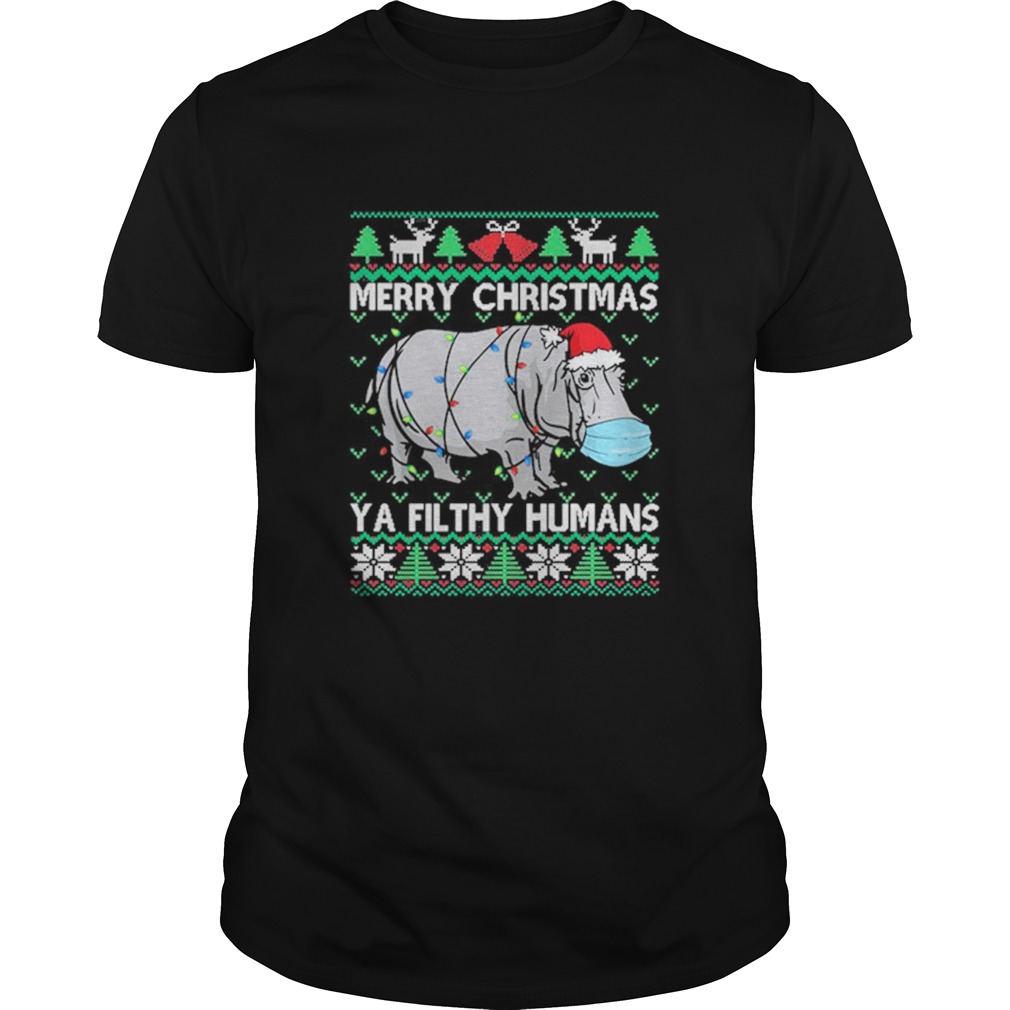 Merry Christmas Sloth Santa Face Mask Ugly Christmas shirt