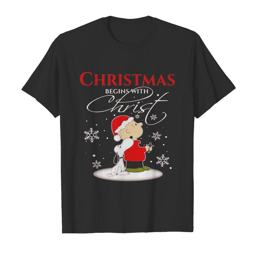 Merry christmas snoopy and charlie brown begins with christ shirt