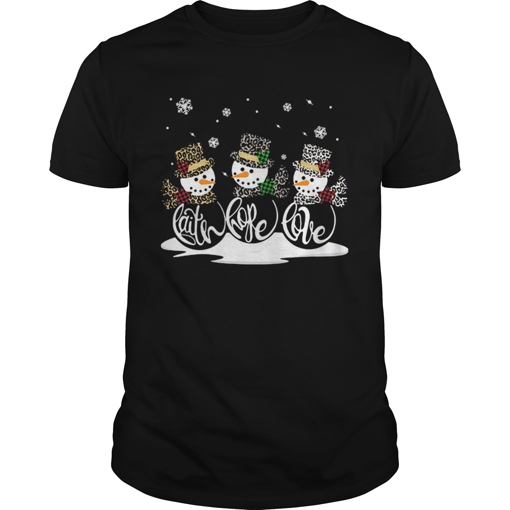 Merry christmas snowman faith hope love shirt