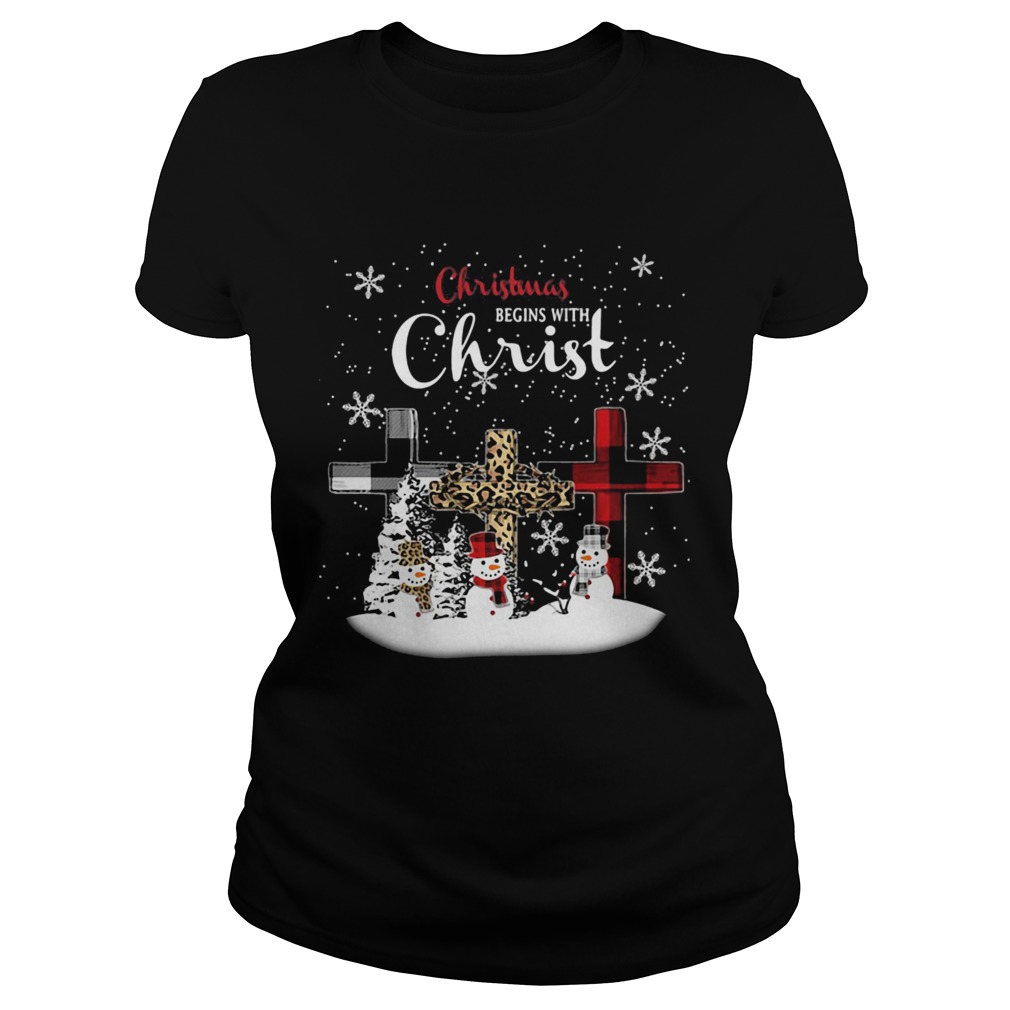 Merry christmas snowman leopard with christ 2020  Classic Ladies