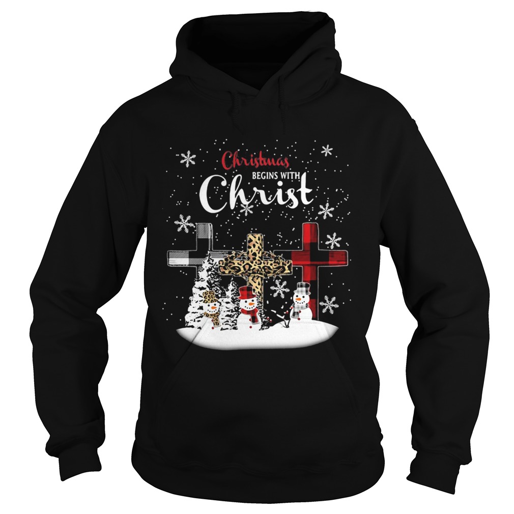 Merry christmas snowman leopard with christ 2020  Hoodie