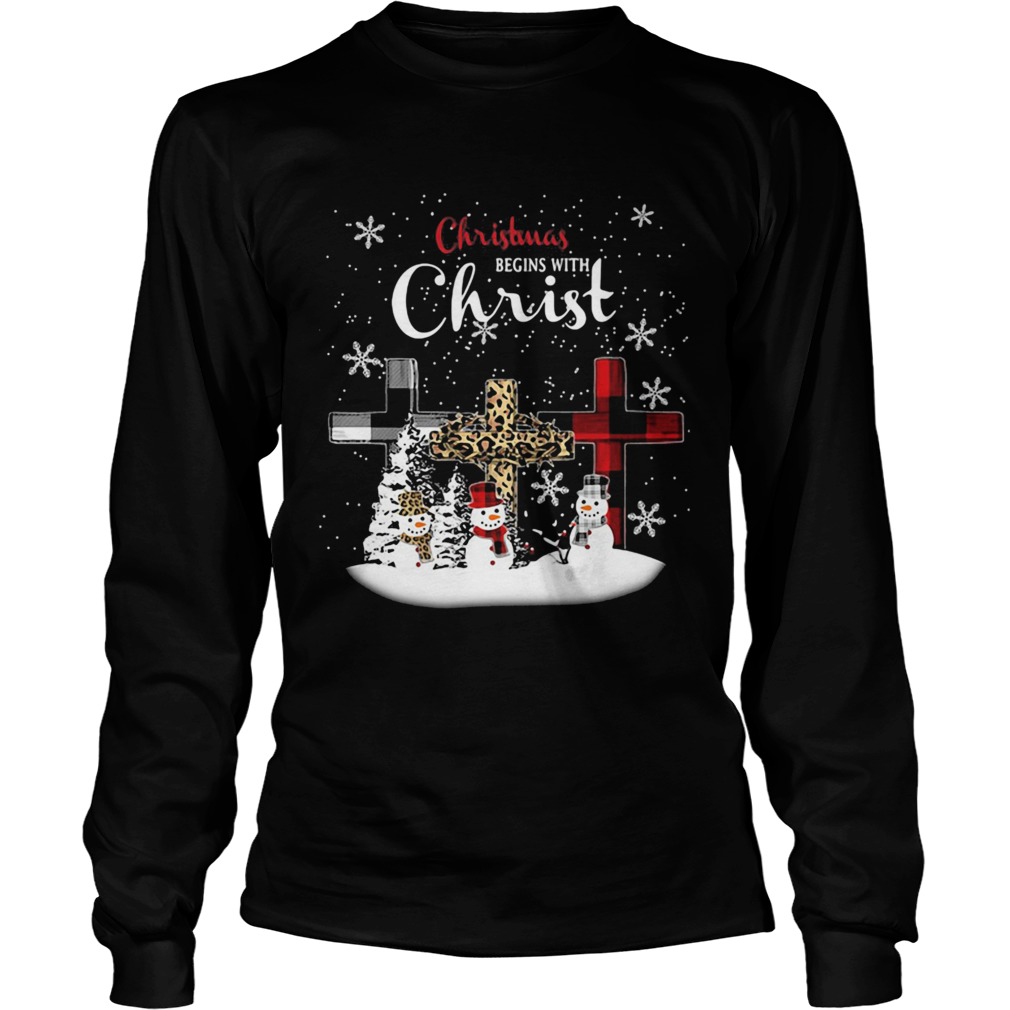 Merry christmas snowman leopard with christ 2020  Long Sleeve