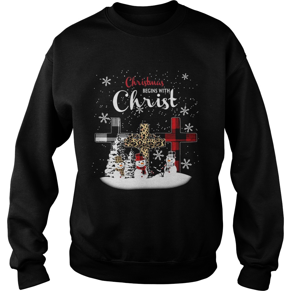 Merry christmas snowman leopard with christ 2020  Sweatshirt