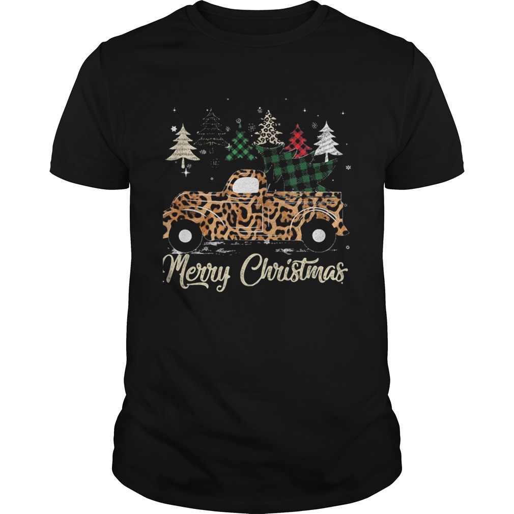 Merry christmas tree car vintage leopard shirt