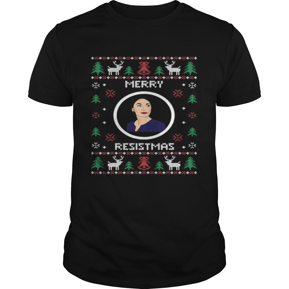 Merry resistmas aoc alexandria ocasio christmas ugly shirt