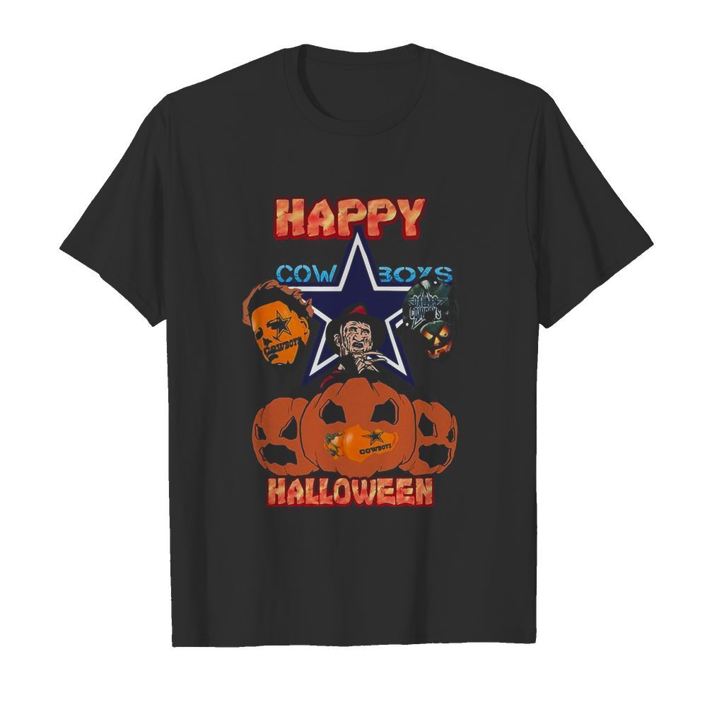 Michael Myers and Freddy Krueger and Jason Voorhees Happy Cow Boys Halloween shirt