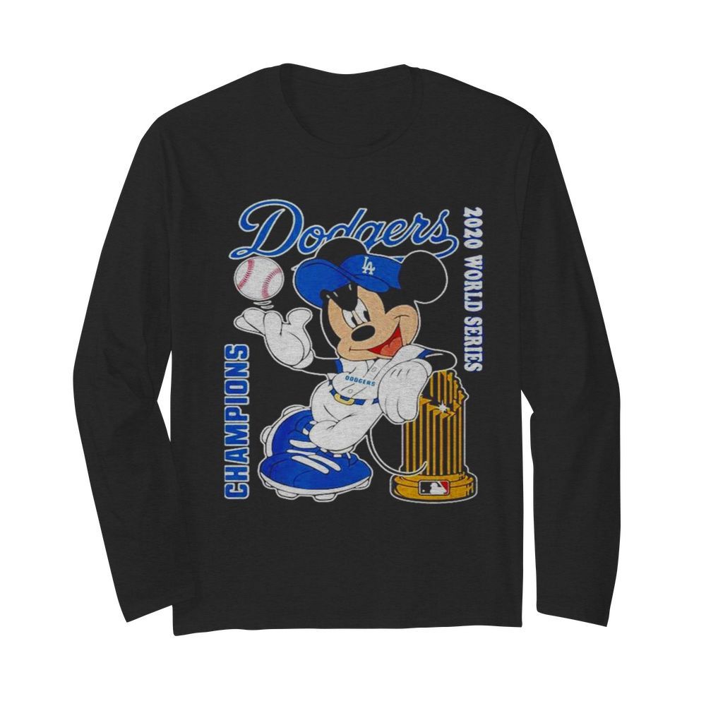 Mickey Mouse Los Angeles Dodgers Champions 2020 World Series  Long Sleeved T-shirt 