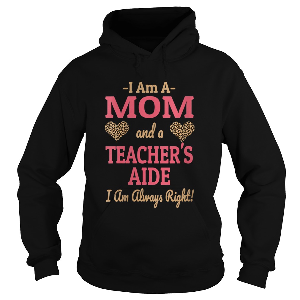 Mom Teachers Aide Leopard Print Hearts  Hoodie