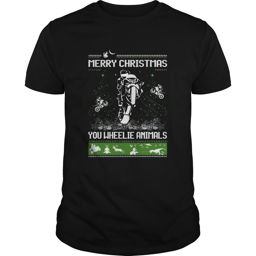 Motorcycle Merry Christmas You Wheelie Animals Ugly Christmas shirt