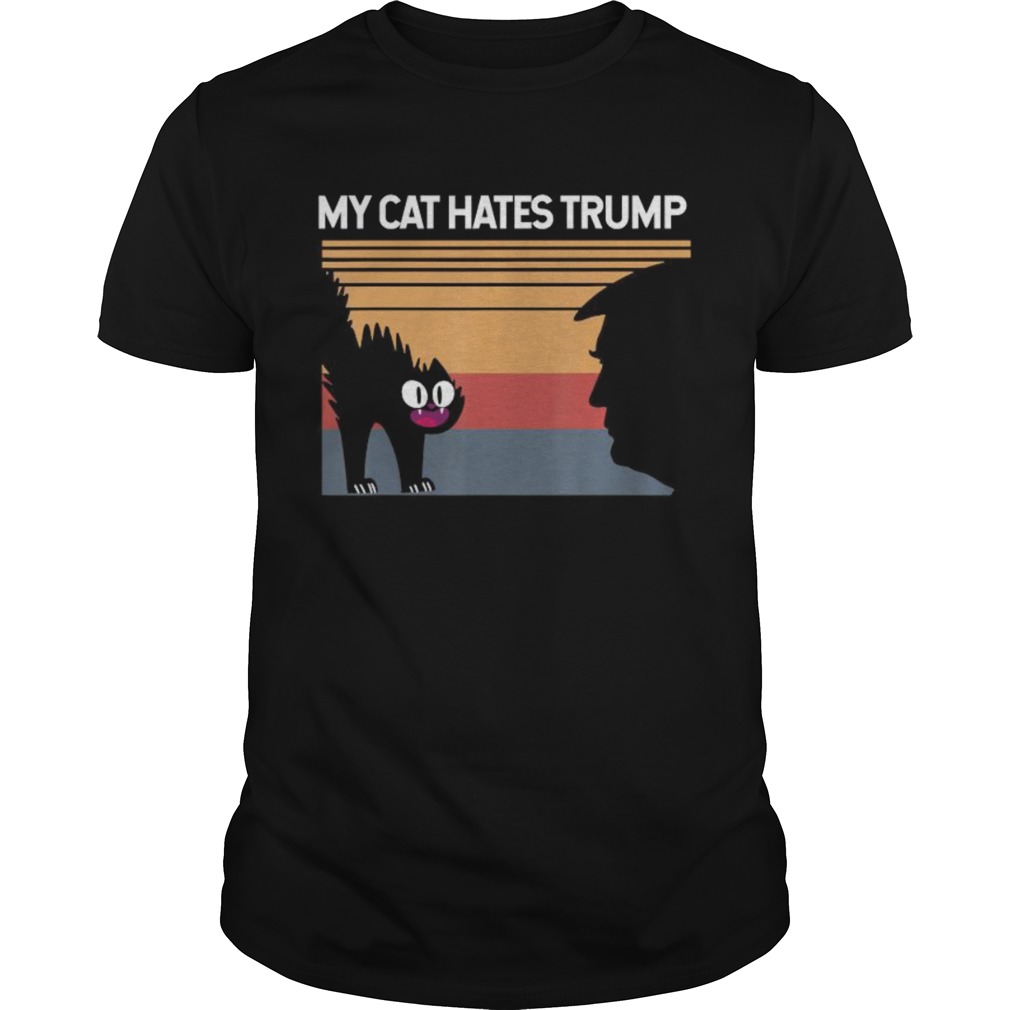 My Cat Hates Trump Retro Vintage Democratic cat shirt