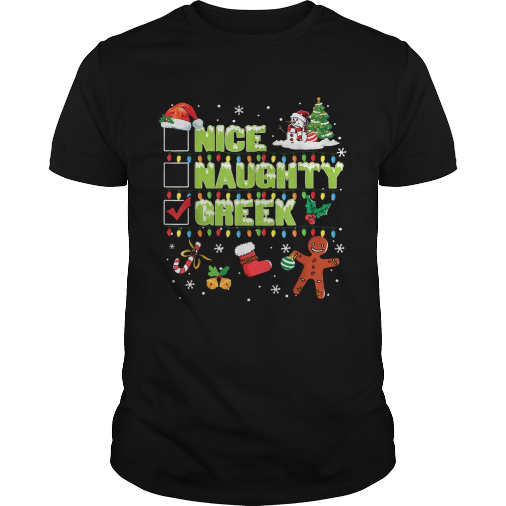 Naughty Greek Christmas Santa Xmas shirt