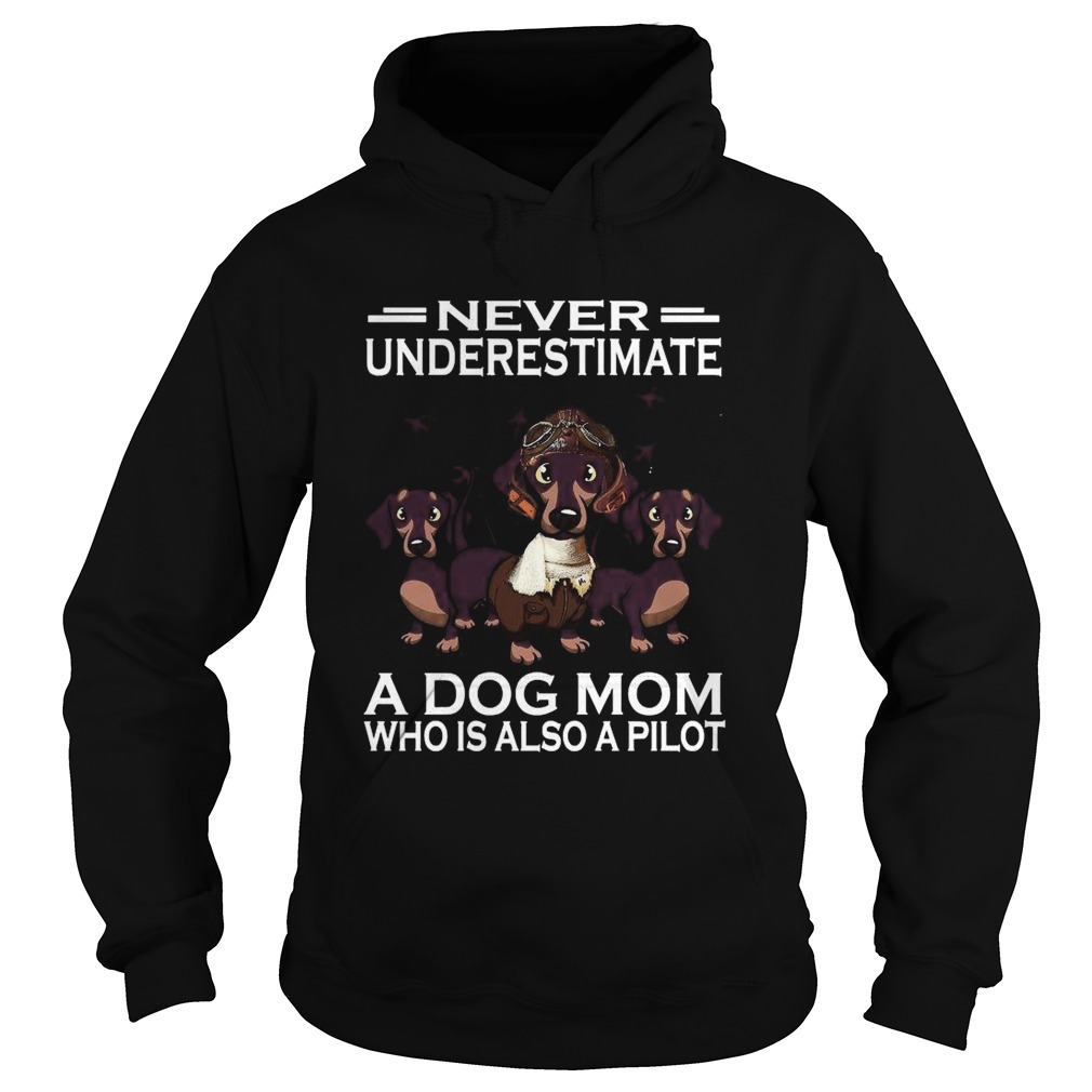 Never Underestimate A Dog Mom Who Is Also A Pilot  Hoodie