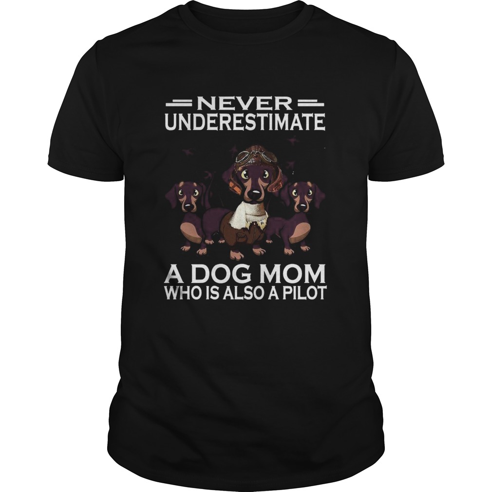 Never Underestimate A Dog Mom Who Is Also A Pilot  Unisex