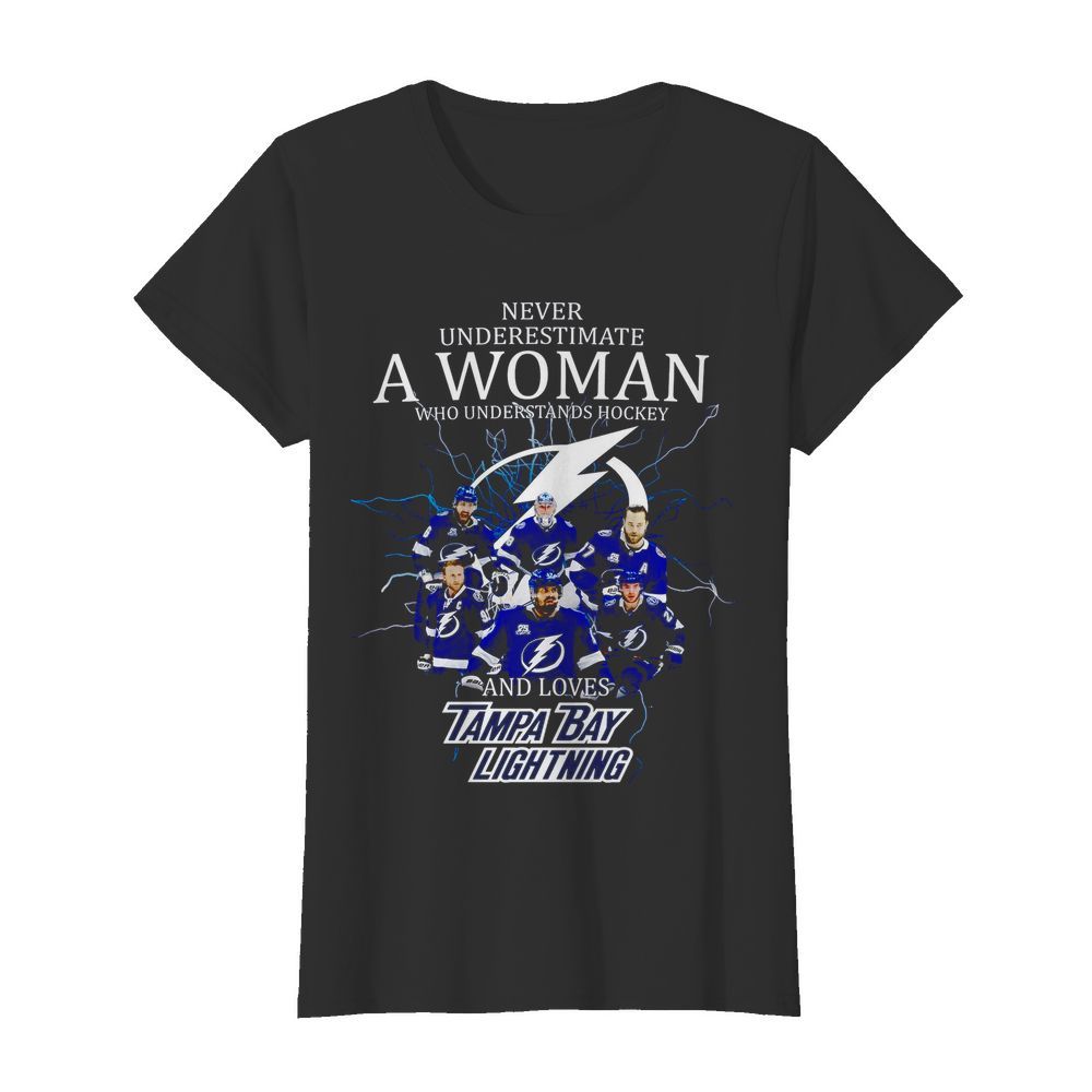 Never Underestimate A Woman Who Understands Hockey And Loves Tampa Bay Lighting  Classic Women's T-shirt