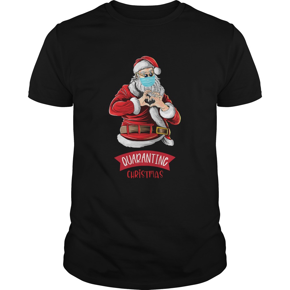 Peace Love Quarantine Christmas Santa Face Mask Xmas shirt