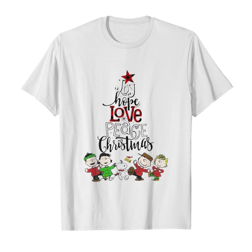 Peanuts snoopy woodstock sally brown joy hope love peace believe christmas shirt