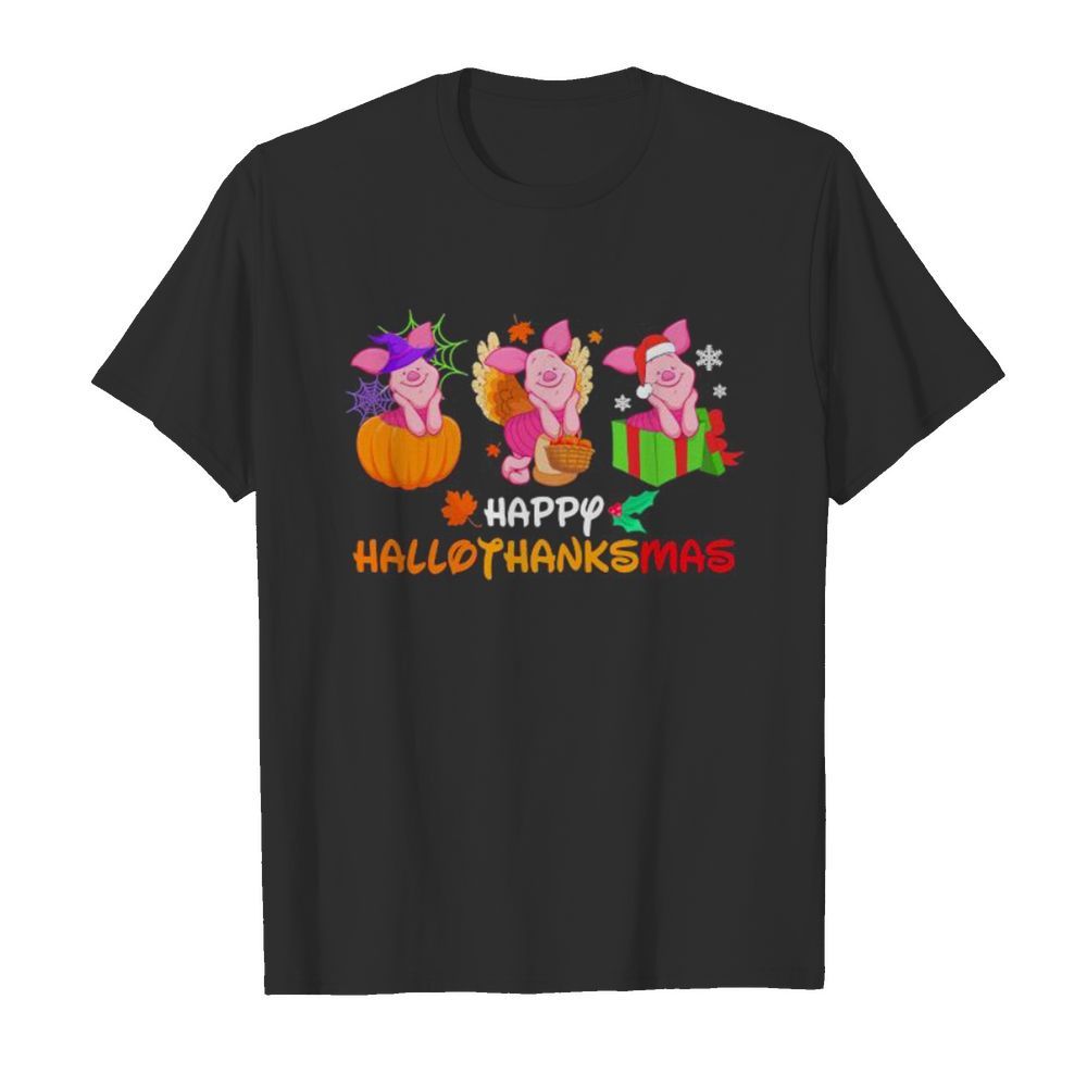 Piglet happy hallothanksmas halloween thanksgiving christmas shirt