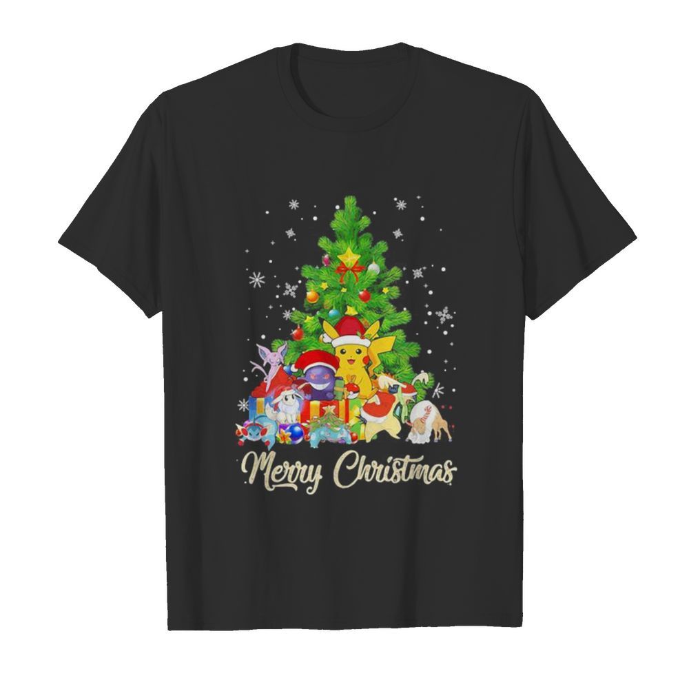 Pikachu cartoon merry christmas tree shirt