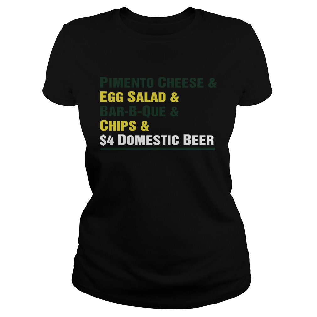 Pimento Cheese And Egg Salad And Bar b que And Chips And Domestic Beer  Classic Ladies