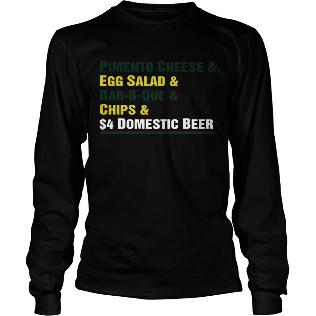 Pimento Cheese And Egg Salad And Bar b que And Chips And Domestic Beer  Long Sleeve