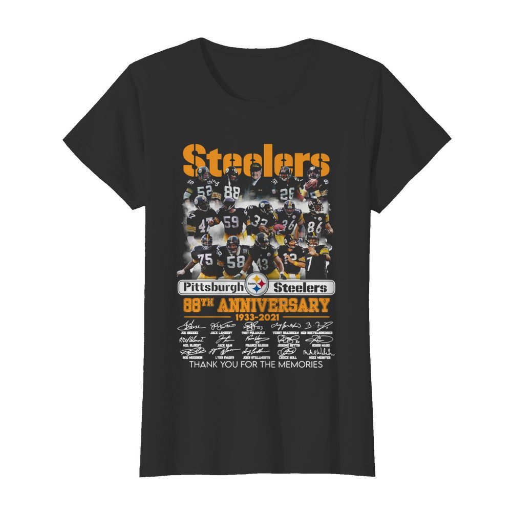 Pittsburgh Steelers 88th Anniversary 1933 2021 Thank For The Memories Signuature  Classic Women's T-shirt