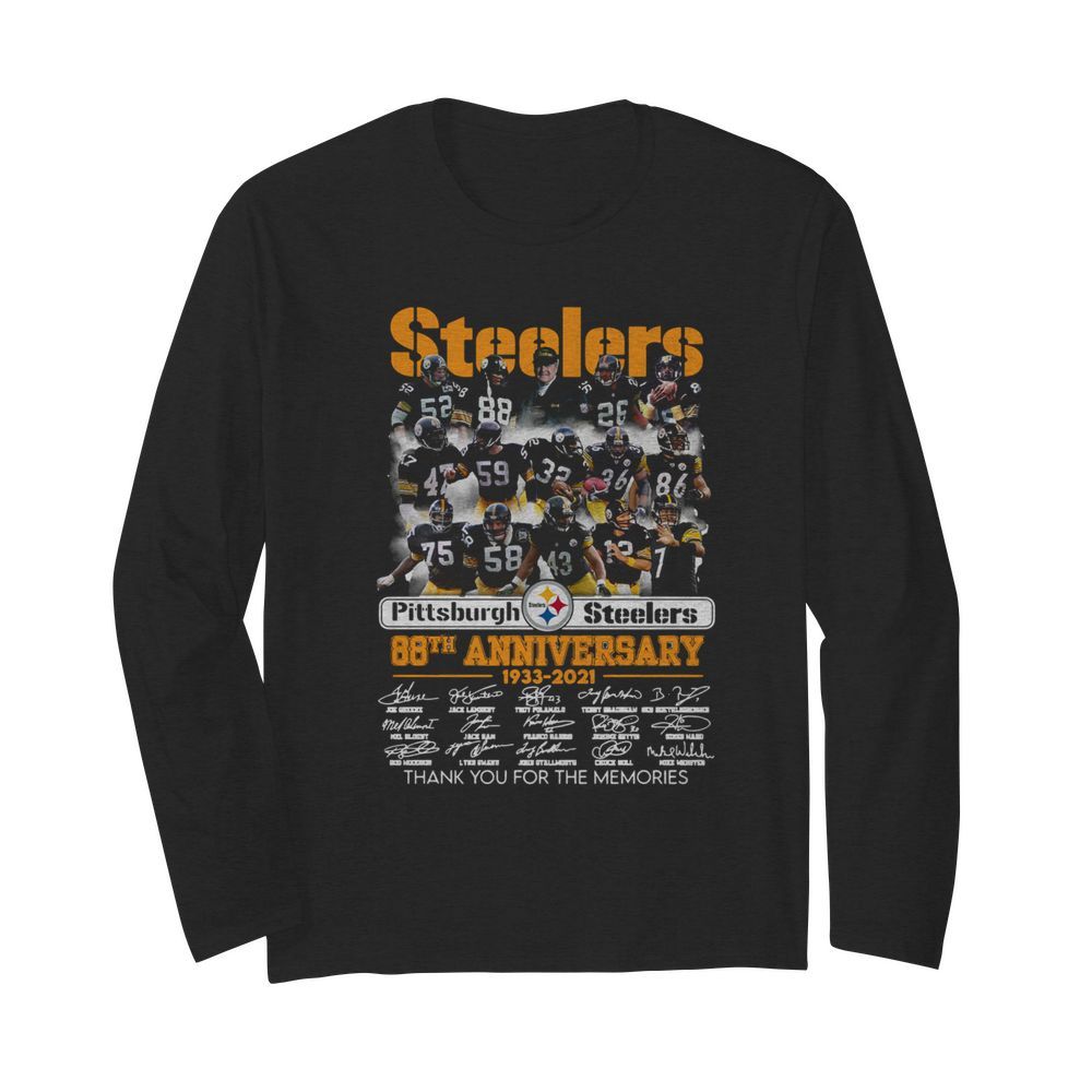 Pittsburgh Steelers 88th Anniversary 1933 2021 Thank For The Memories Signuature  Long Sleeved T-shirt 