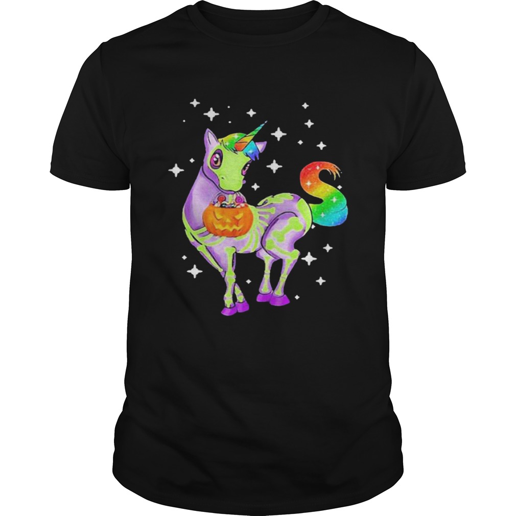 Pretty Unicorn Skeleton Happy Halloween shirt