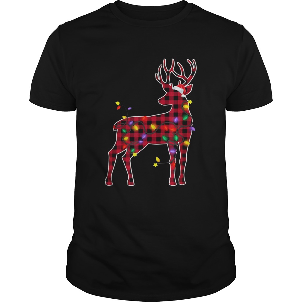 Red Plaid Buffalo Deer Christmas Pajamas Xmas Lights  Unisex